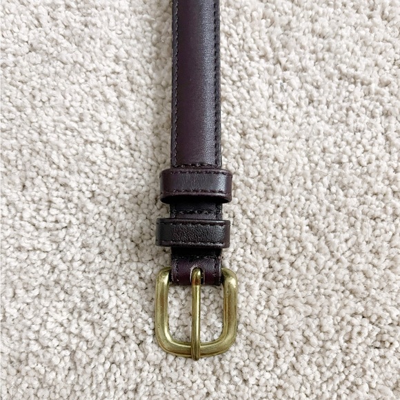 Vintage COACH Skinny Leather Burgundy Belt with Brass Buckle - Picture 5 of 5
